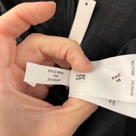 Madewell Tie-Waist Romper Black Pockets Size 2 Linen square neckline NEW NQ635 - Picture 13 of 13